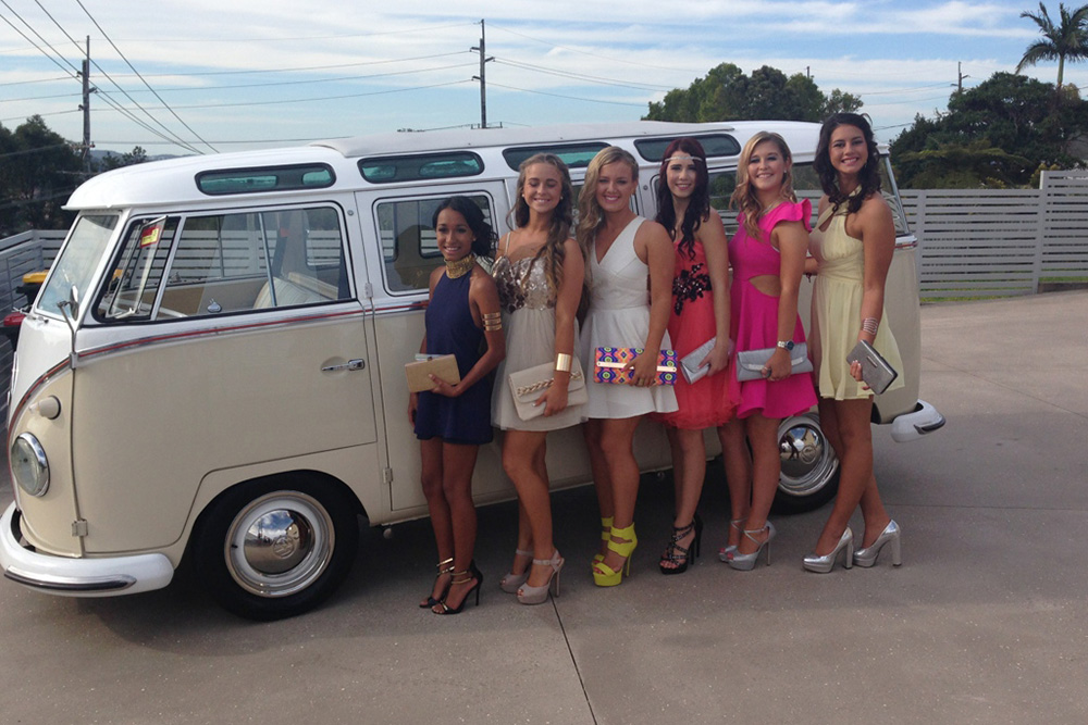 School formal in the Gold Coast Vintage Kombi hire car for school formals 