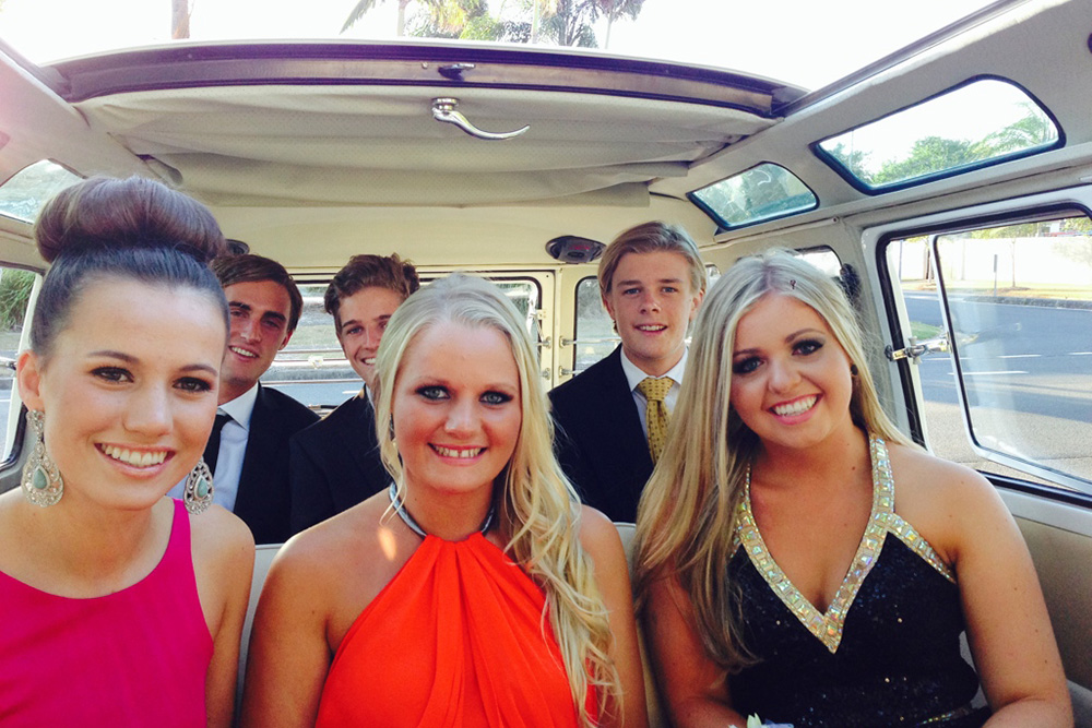 Ride to your school formal in the Gold Coast in style in a class Kombi