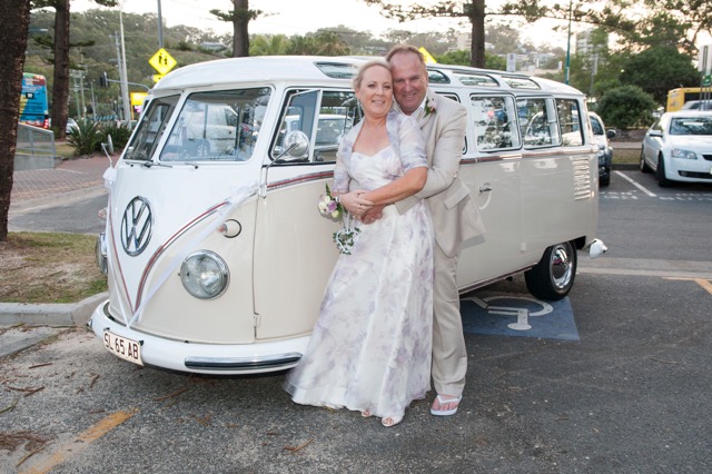 Burleigh Heads  beach side photo shoot with Lola from Blissful Dubs Kombi Wedding Car Hire